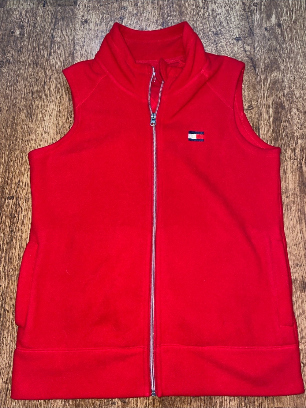 Tommy Hilfiger Red Sleeveless Fleece Zip Vest